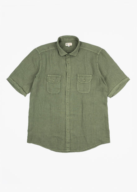 LINEN SHIRT WITH POCKETS, SHORT SLEEVE
