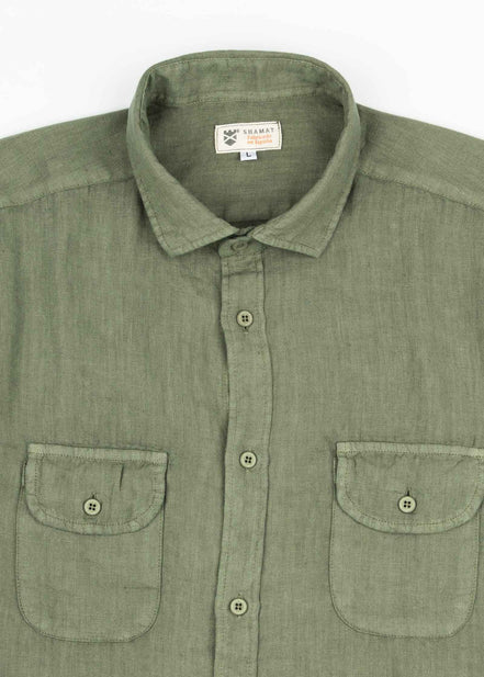 LINEN SHIRT WITH POCKETS, SHORT SLEEVE