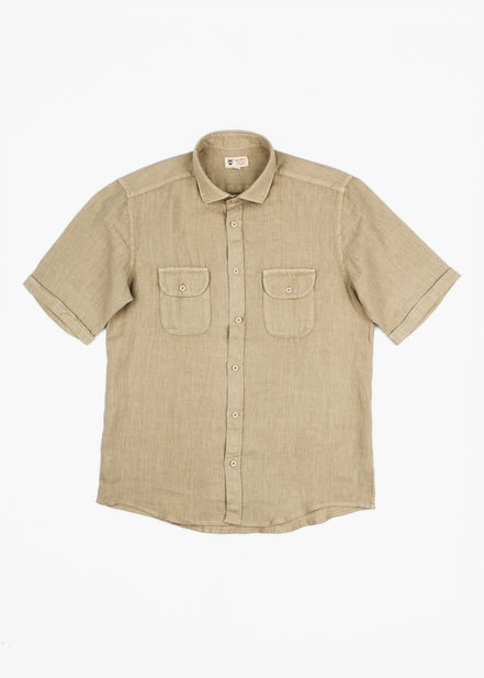 LINEN SHIRT WITH POCKETS, SHORT SLEEVE