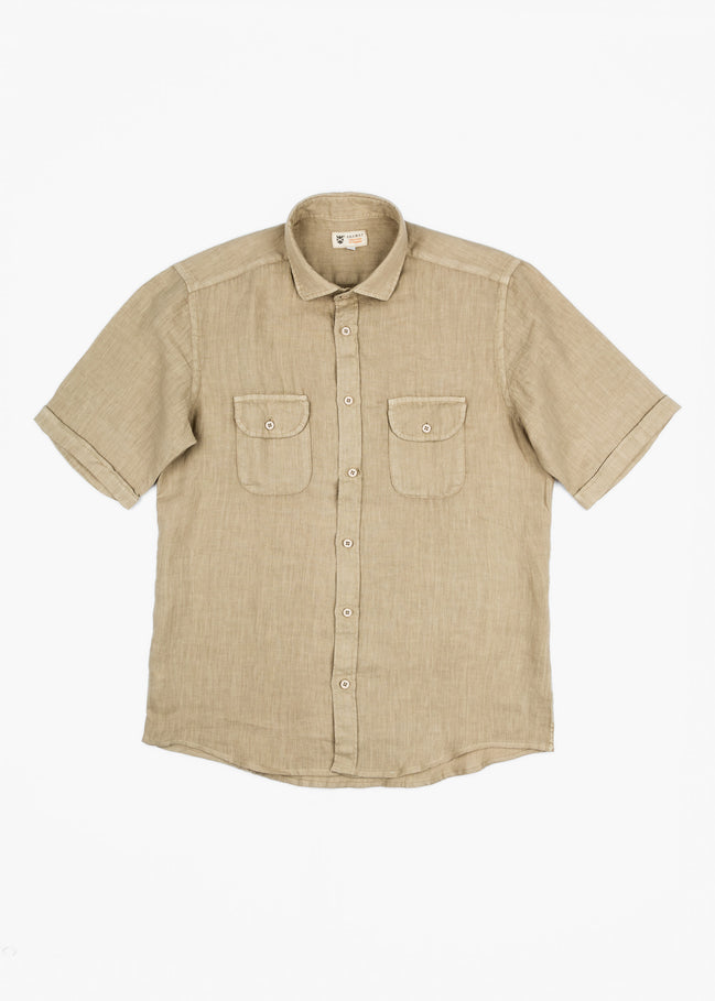 LINEN SHIRT WITH POCKETS, SHORT SLEEVE
