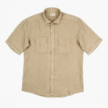 LINEN SHIRT WITH POCKETS, SHORT SLEEVE