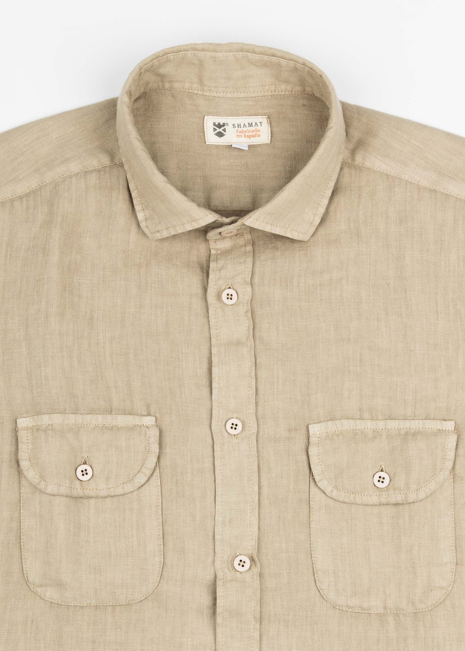 LINEN SHIRT WITH POCKETS, SHORT SLEEVE
