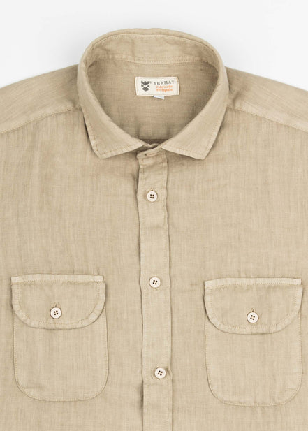 LINEN SHIRT WITH POCKETS, SHORT SLEEVE