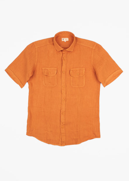 LINEN SHIRT WITH POCKETS, SHORT SLEEVE