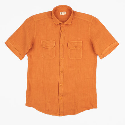 LINEN SHIRT WITH POCKETS, SHORT SLEEVE