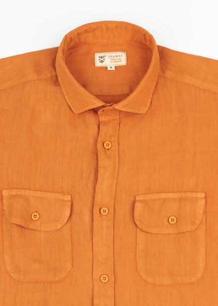 LINEN SHIRT WITH POCKETS, SHORT SLEEVE
