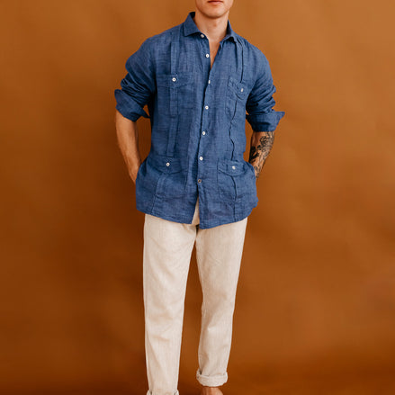 Linen trousers with darts