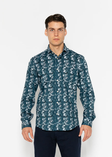 CYANOTYPE ELASTAN PRINTED SHIRT