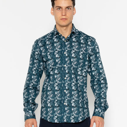 CYANOTYPE ELASTAN PRINTED SHIRT