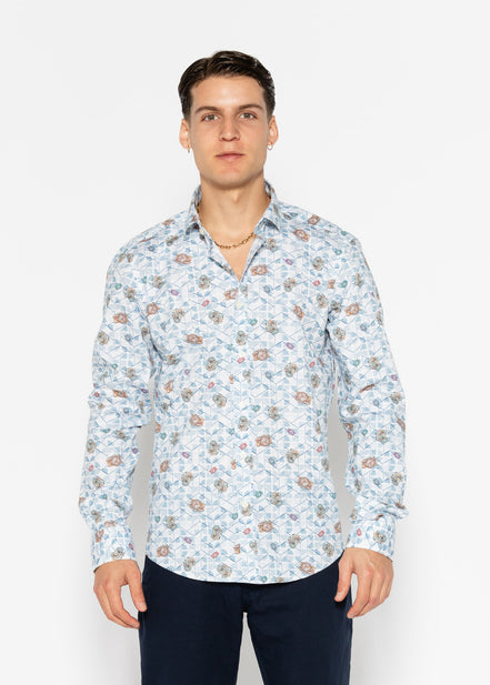 PRINTED ELASTANE TRAVEL SHIRT