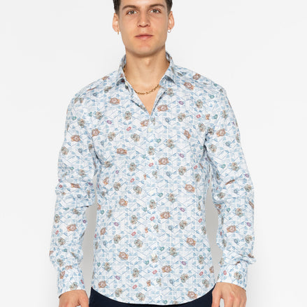PRINTED ELASTANE TRAVEL SHIRT