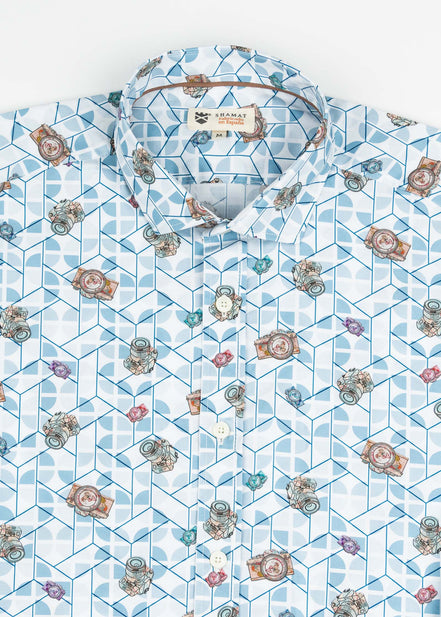 PRINTED ELASTANE TRAVEL SHIRT