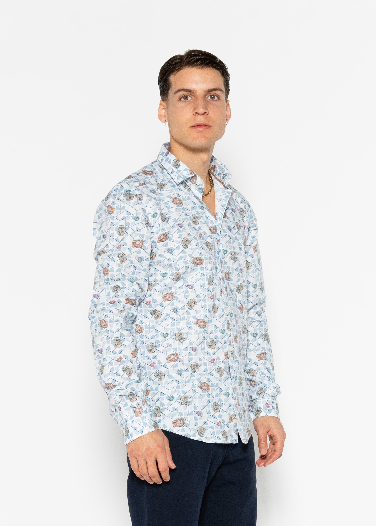 PRINTED ELASTANE TRAVEL SHIRT