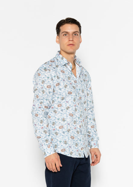 PRINTED ELASTANE TRAVEL SHIRT