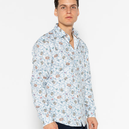 PRINTED ELASTANE TRAVEL SHIRT
