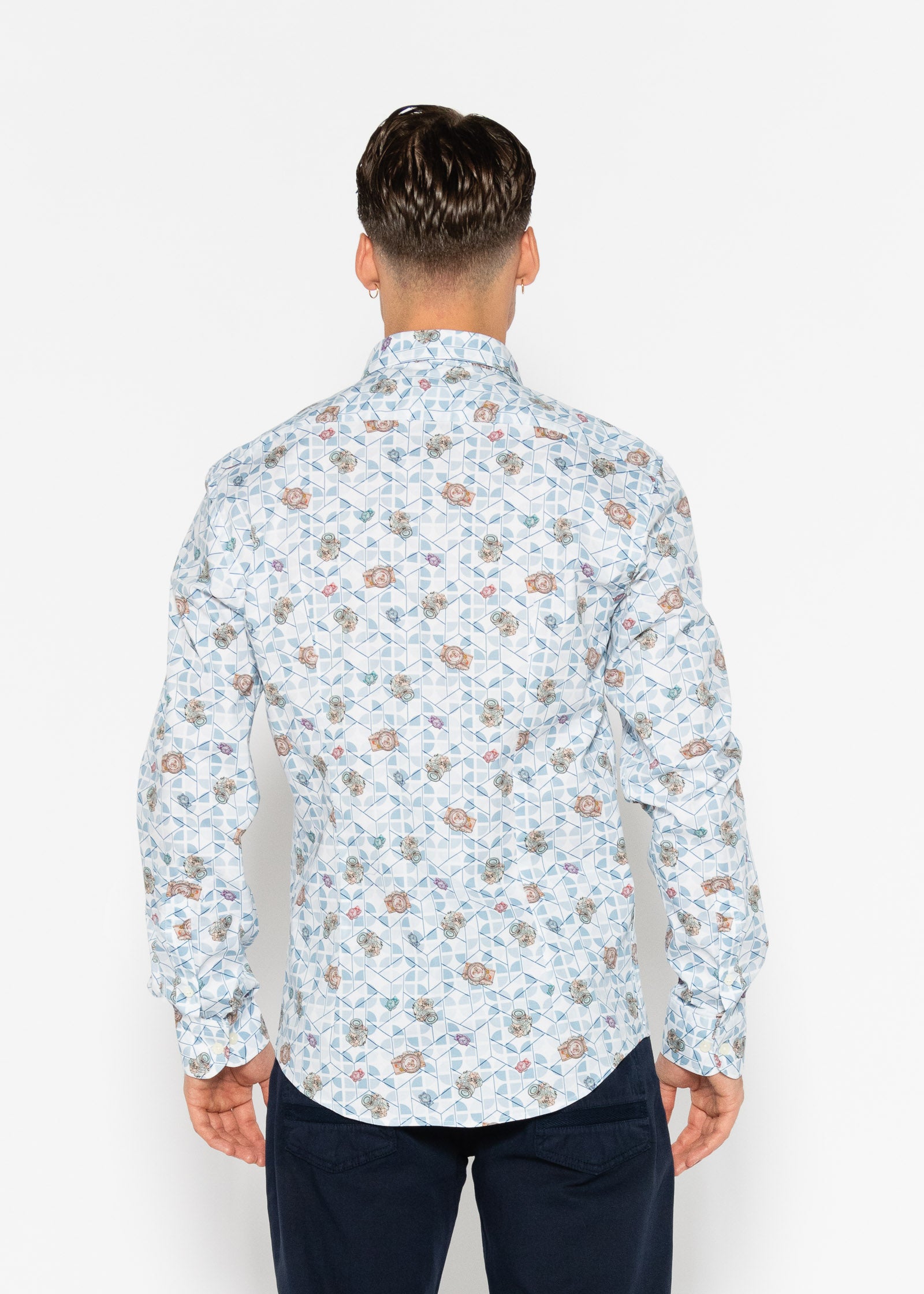 PRINTED ELASTANE TRAVEL SHIRT
