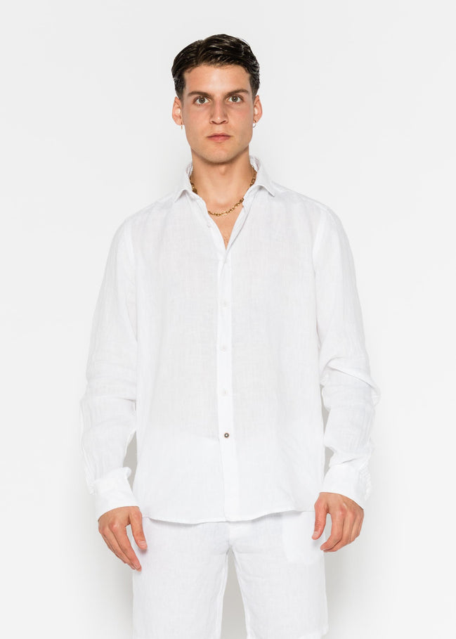 LINEN SHIRT WITH ITALIAN COLLAR