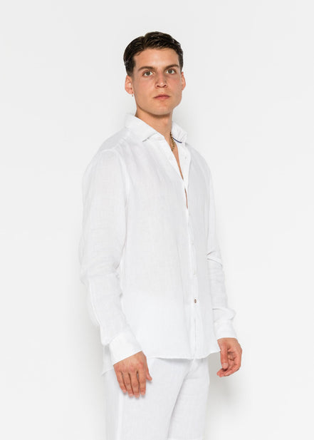 LINEN SHIRT WITH ITALIAN COLLAR