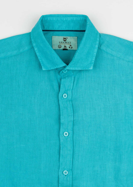 LINEN SHIRT WITH ITALIAN COLLAR