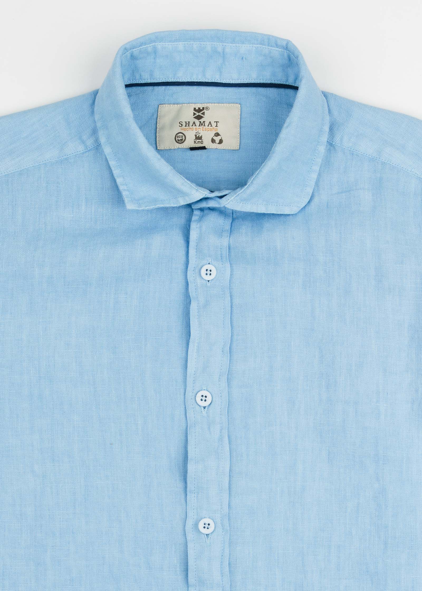 LINEN SHIRT WITH ITALIAN COLLAR