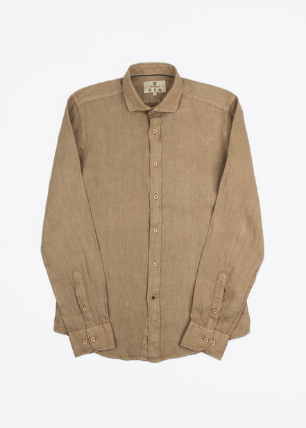 LINEN SHIRT WITH ITALIAN COLLAR