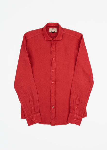 LINEN SHIRT WITH ITALIAN COLLAR