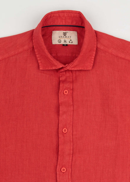 LINEN SHIRT WITH ITALIAN COLLAR