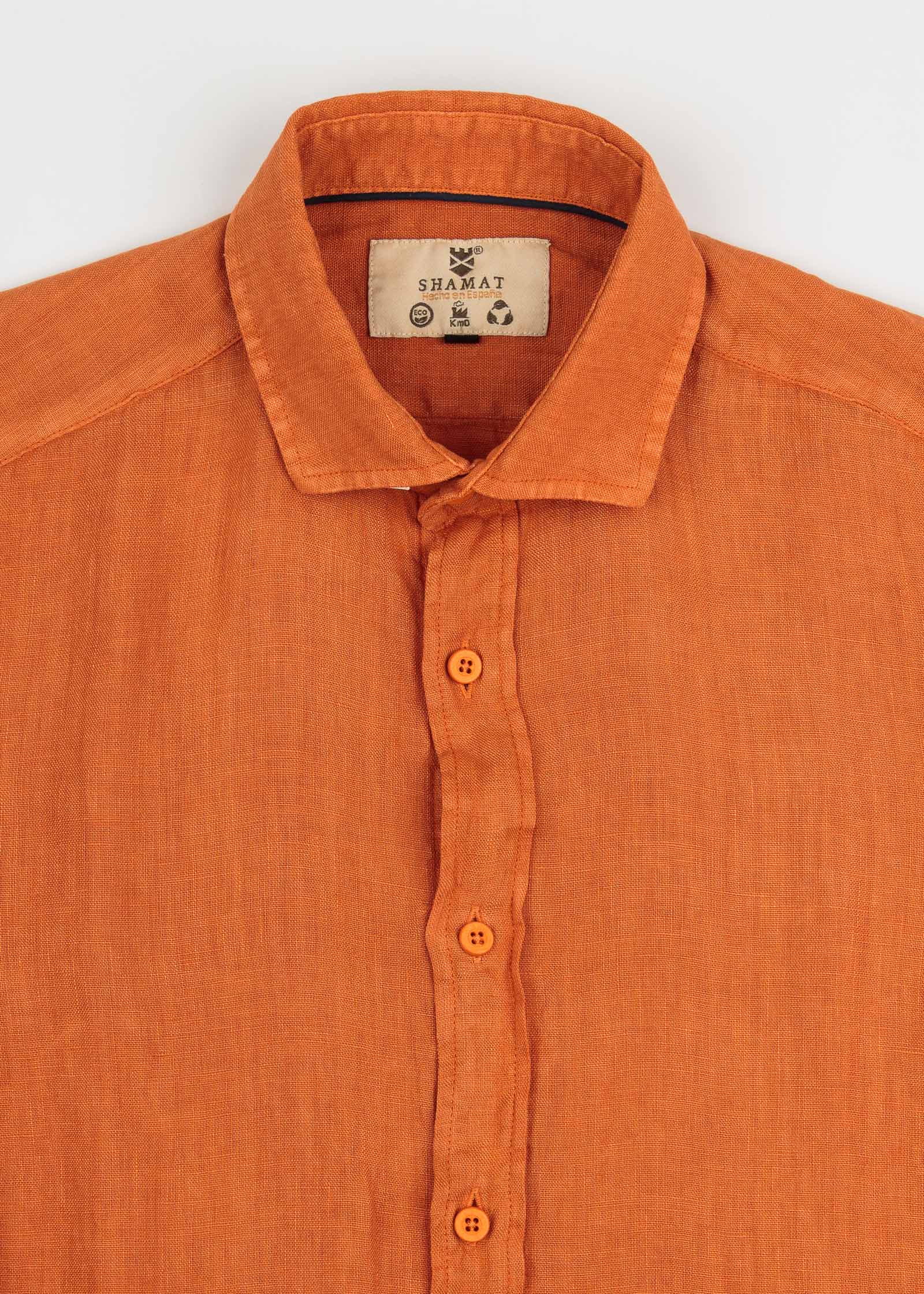 LINEN SHIRT WITH ITALIAN COLLAR