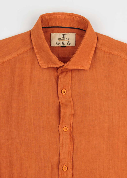 LINEN SHIRT WITH ITALIAN COLLAR
