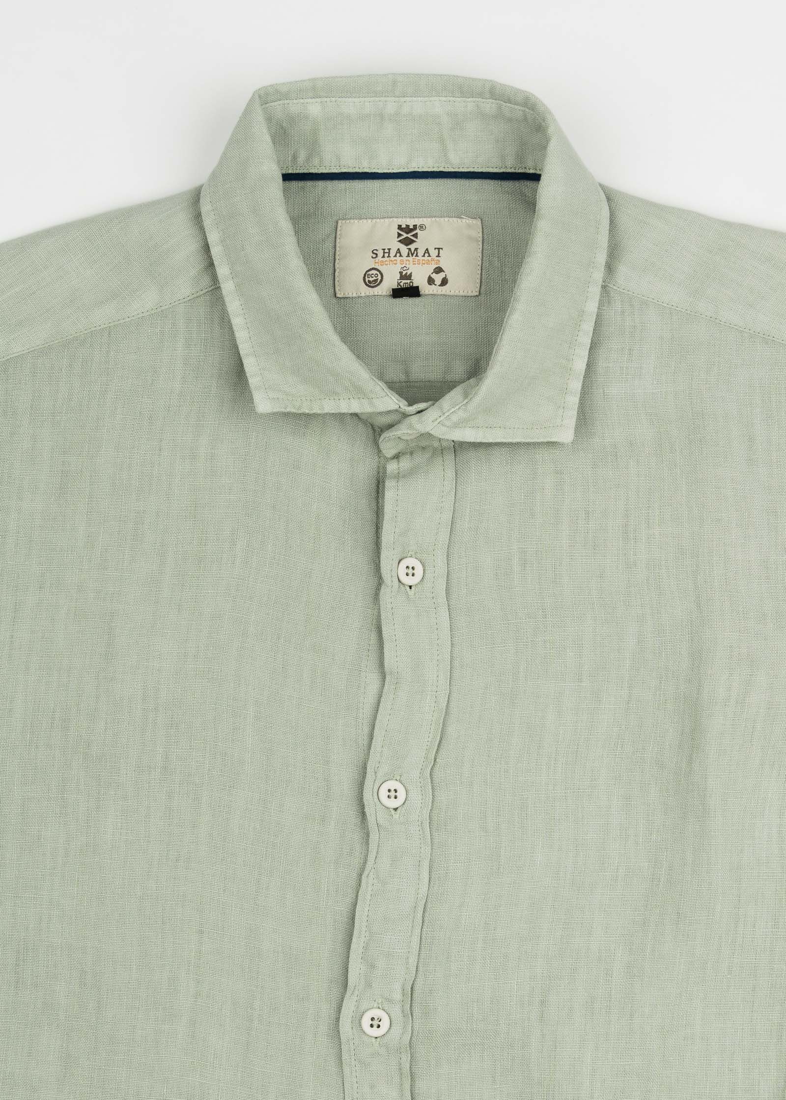 LINEN SHIRT WITH ITALIAN COLLAR