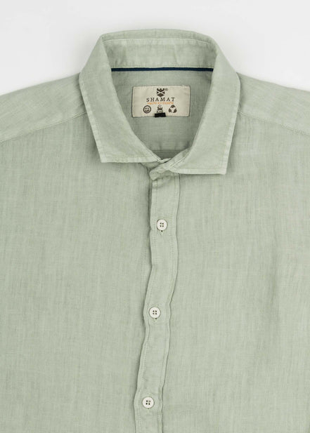 LINEN SHIRT WITH ITALIAN COLLAR