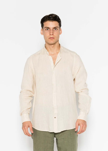 LINEN SHIRT WITH MANGO COLLAR