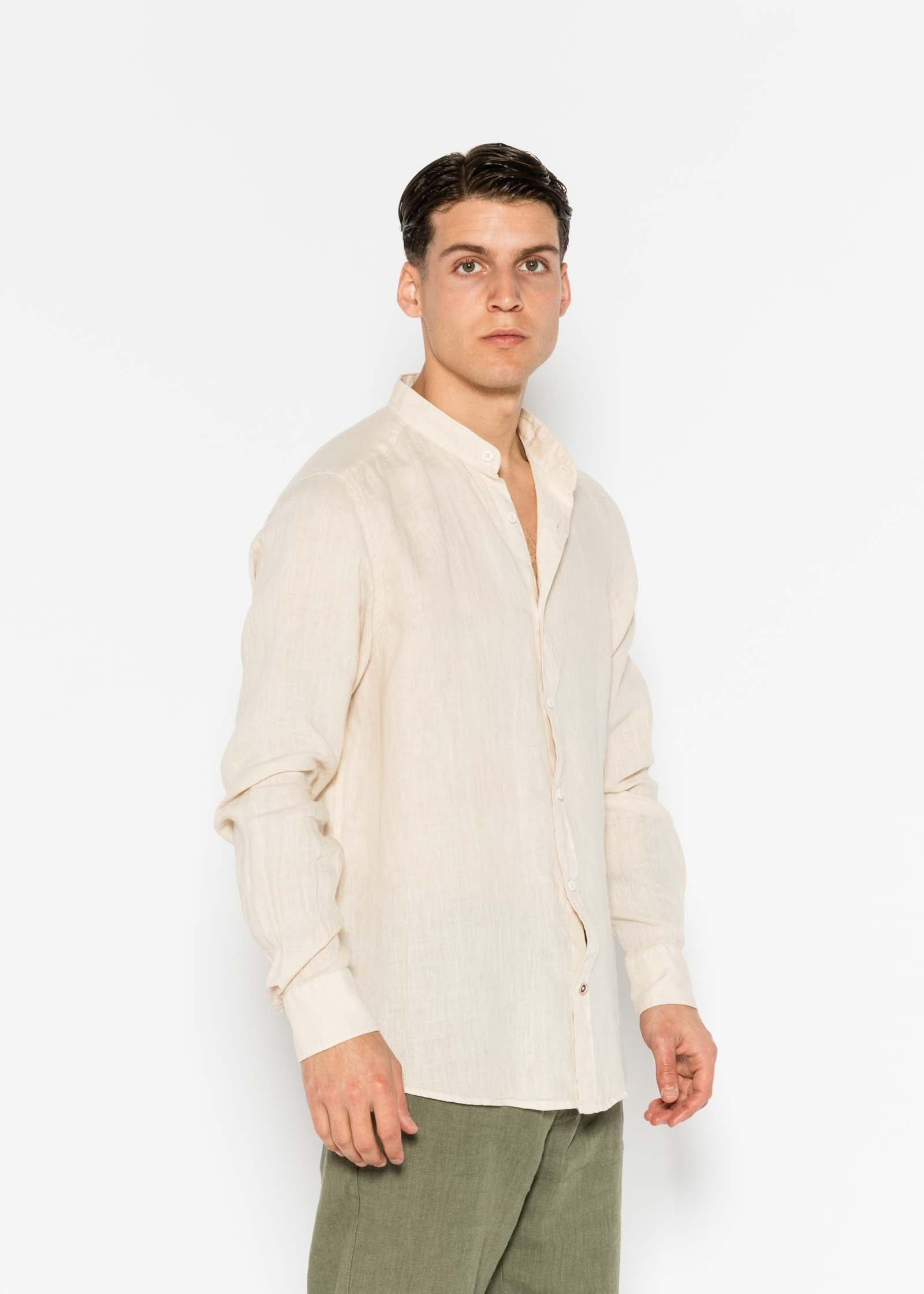 LINEN SHIRT WITH MANGO COLLAR