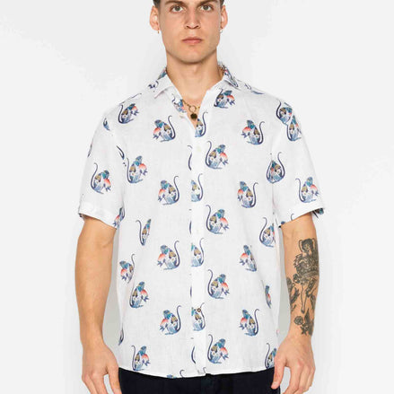 PEACHES LINEN PRINTED M/C SHIRT