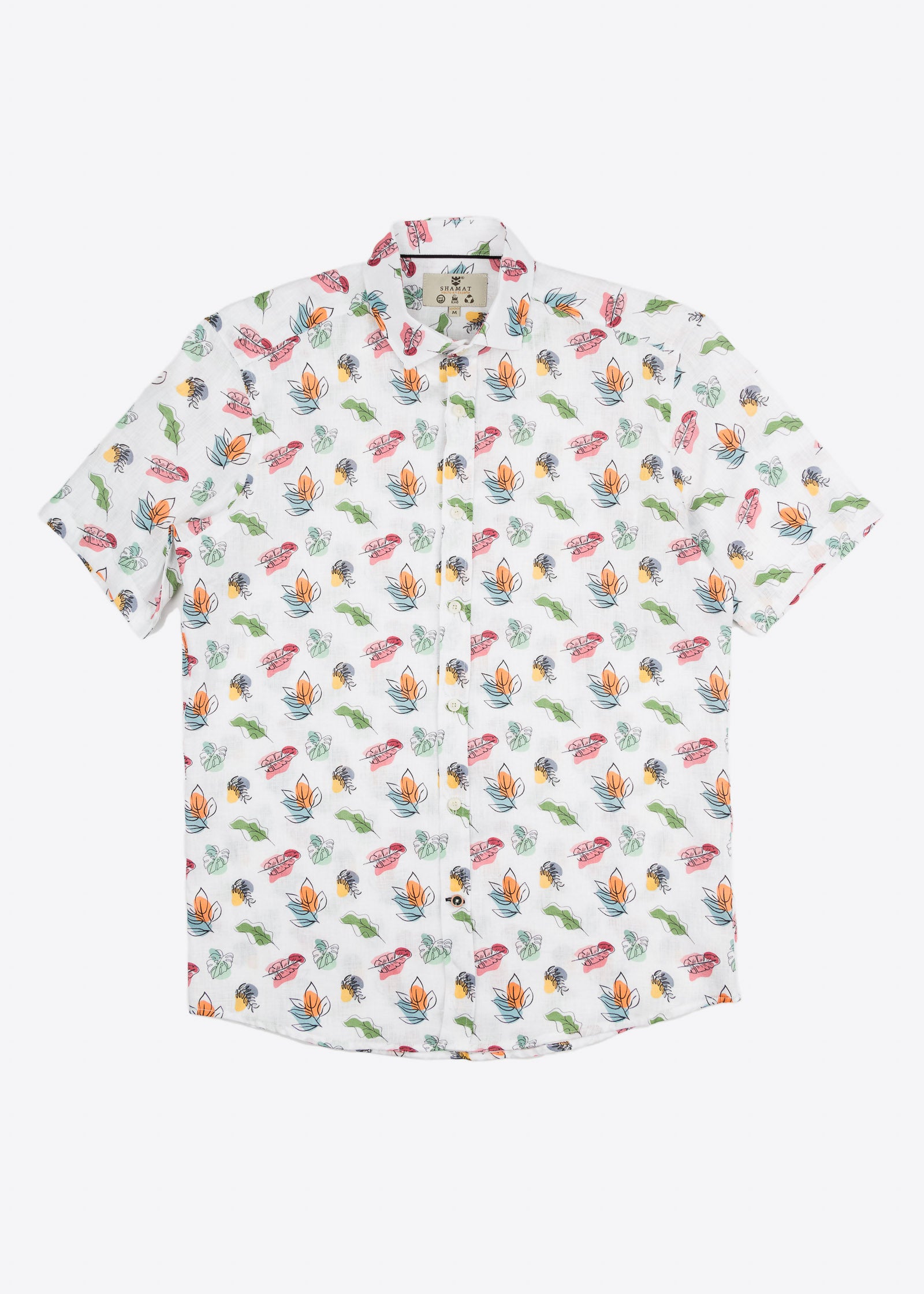 Camisa de linho estampada M/C