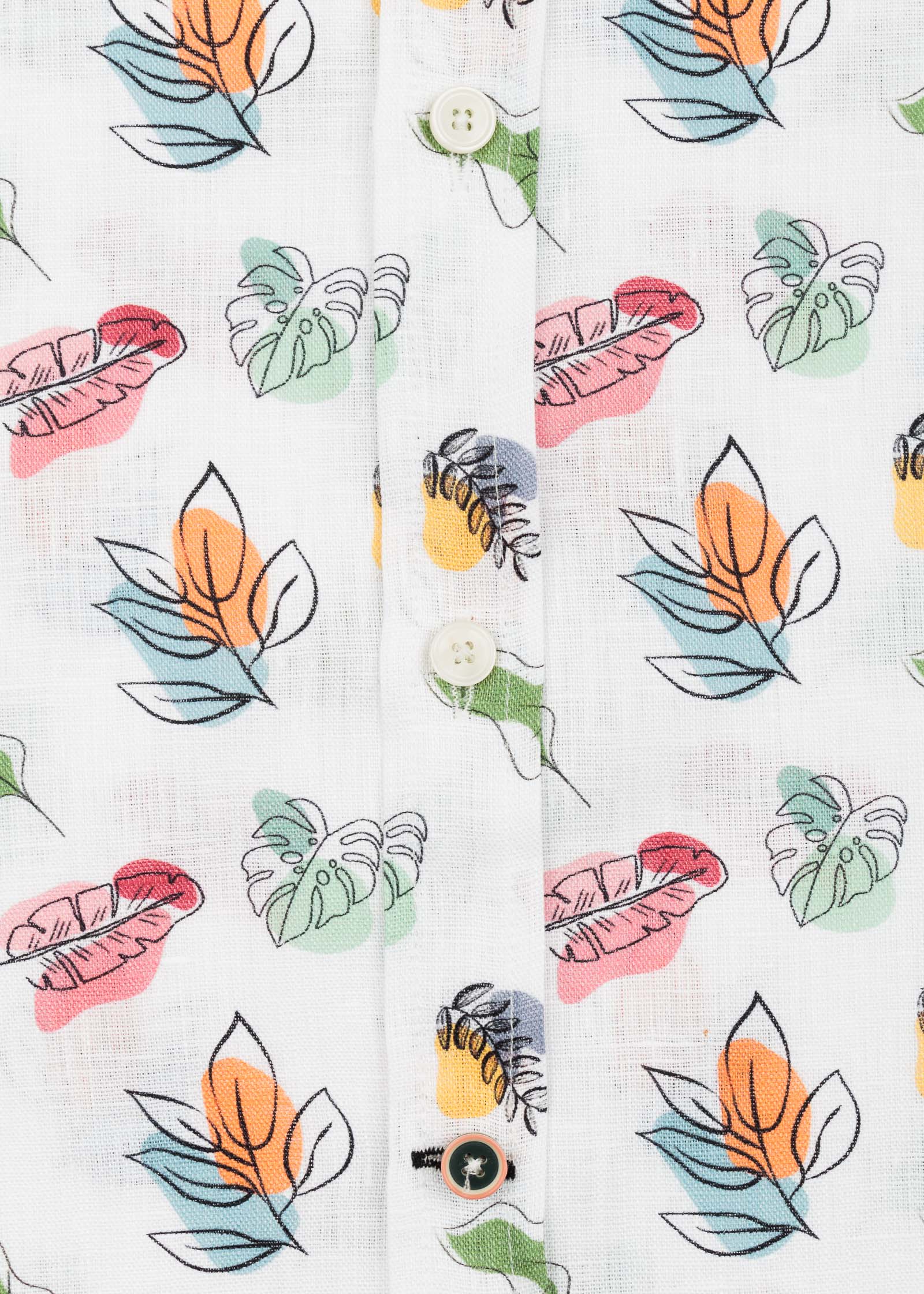 Camisa de linho estampada M/C
