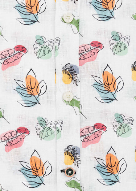 Camisa de linho estampada M/C