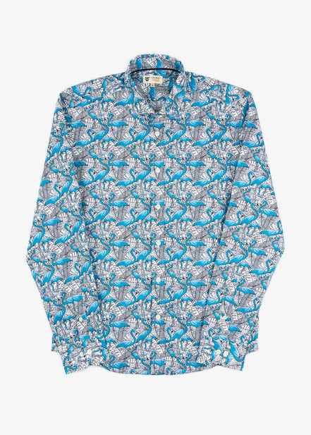 CAMISA ESTAMPADA COM ELÁSTICO FLAMINGO