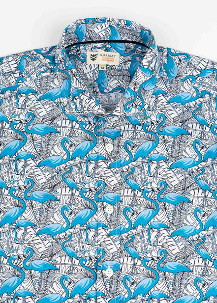 CAMISA ESTAMPADA COM ELÁSTICO FLAMINGO