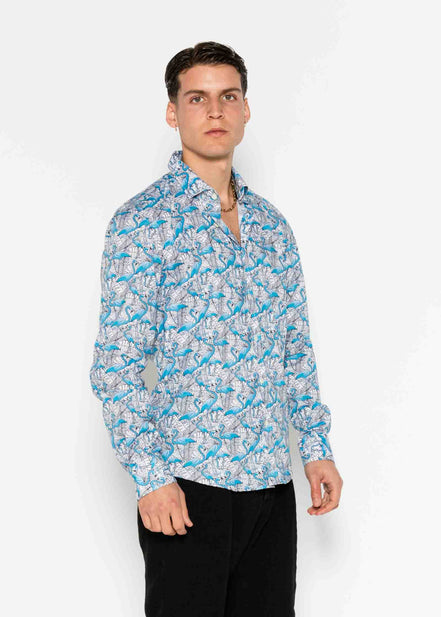 CAMISA ESTAMPADA COM ELÁSTICO FLAMINGO