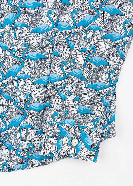 CAMISA ESTAMPADA COM ELÁSTICO FLAMINGO