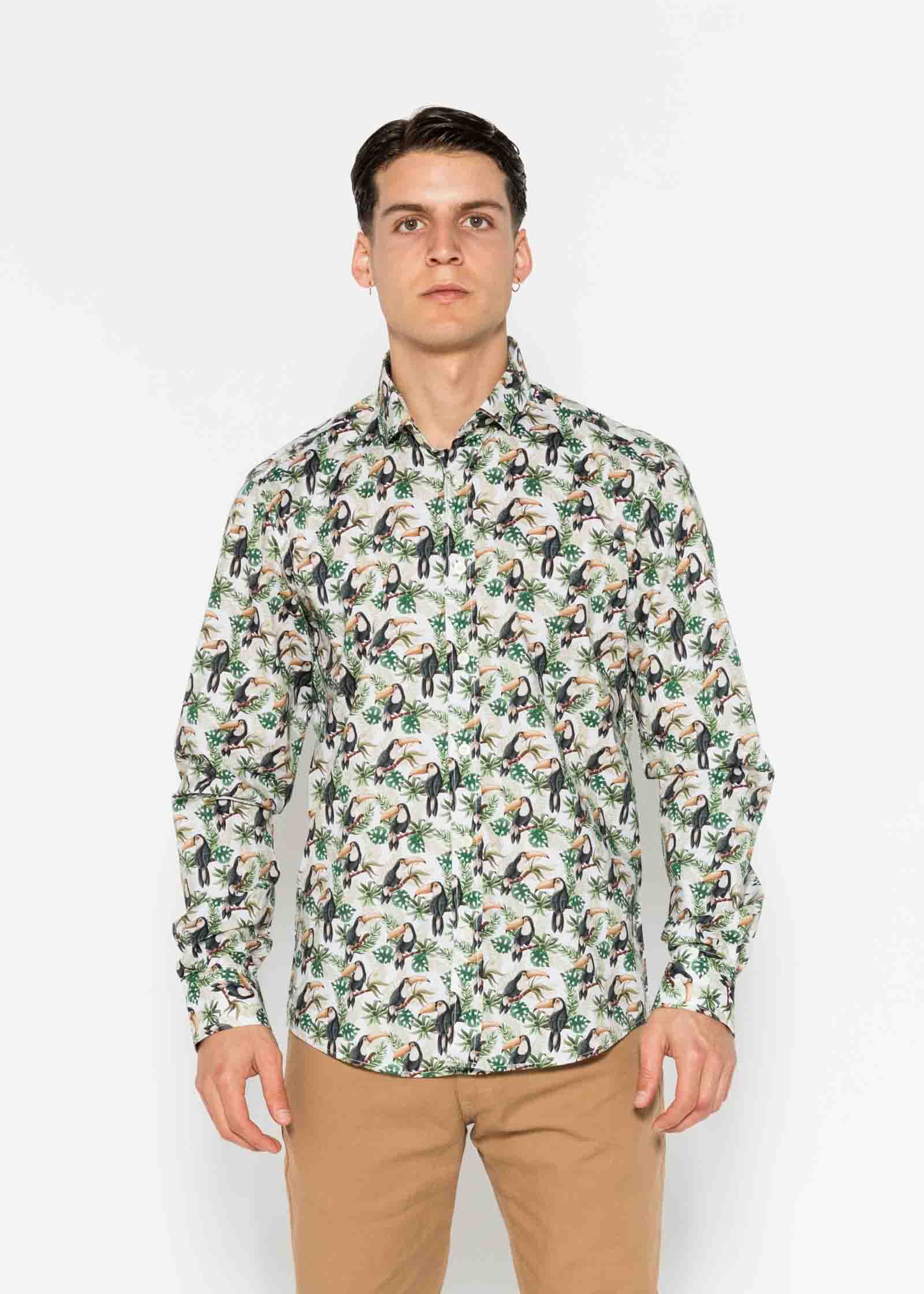 TOUCAN ELASTANE PRINTED SHIRT