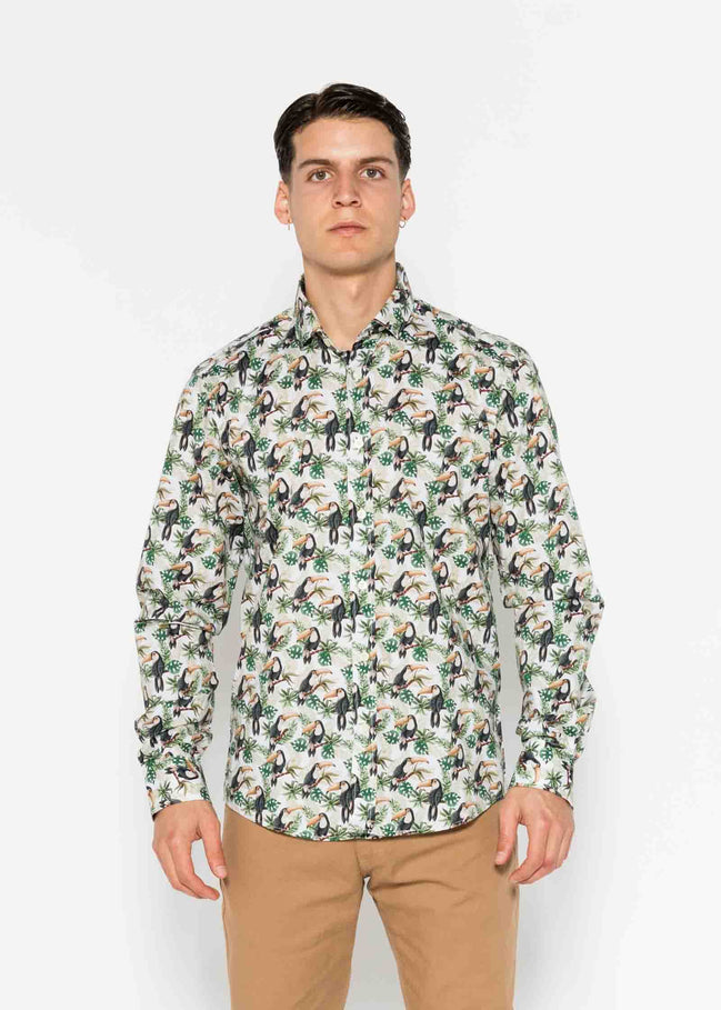 TOUCAN ELASTANE PRINTED SHIRT