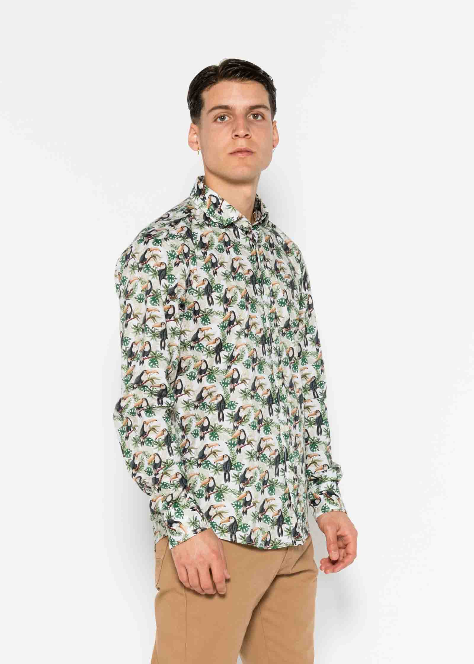 TOUCAN ELASTANE PRINTED SHIRT