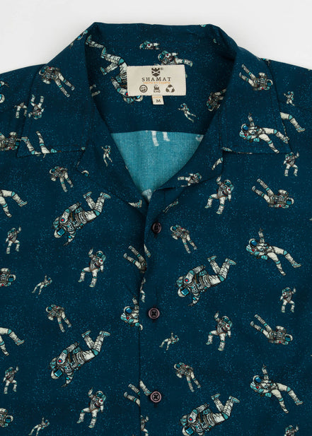 CAMISA M/C DE BOWLING DE VISCOSE ESPACIAL
