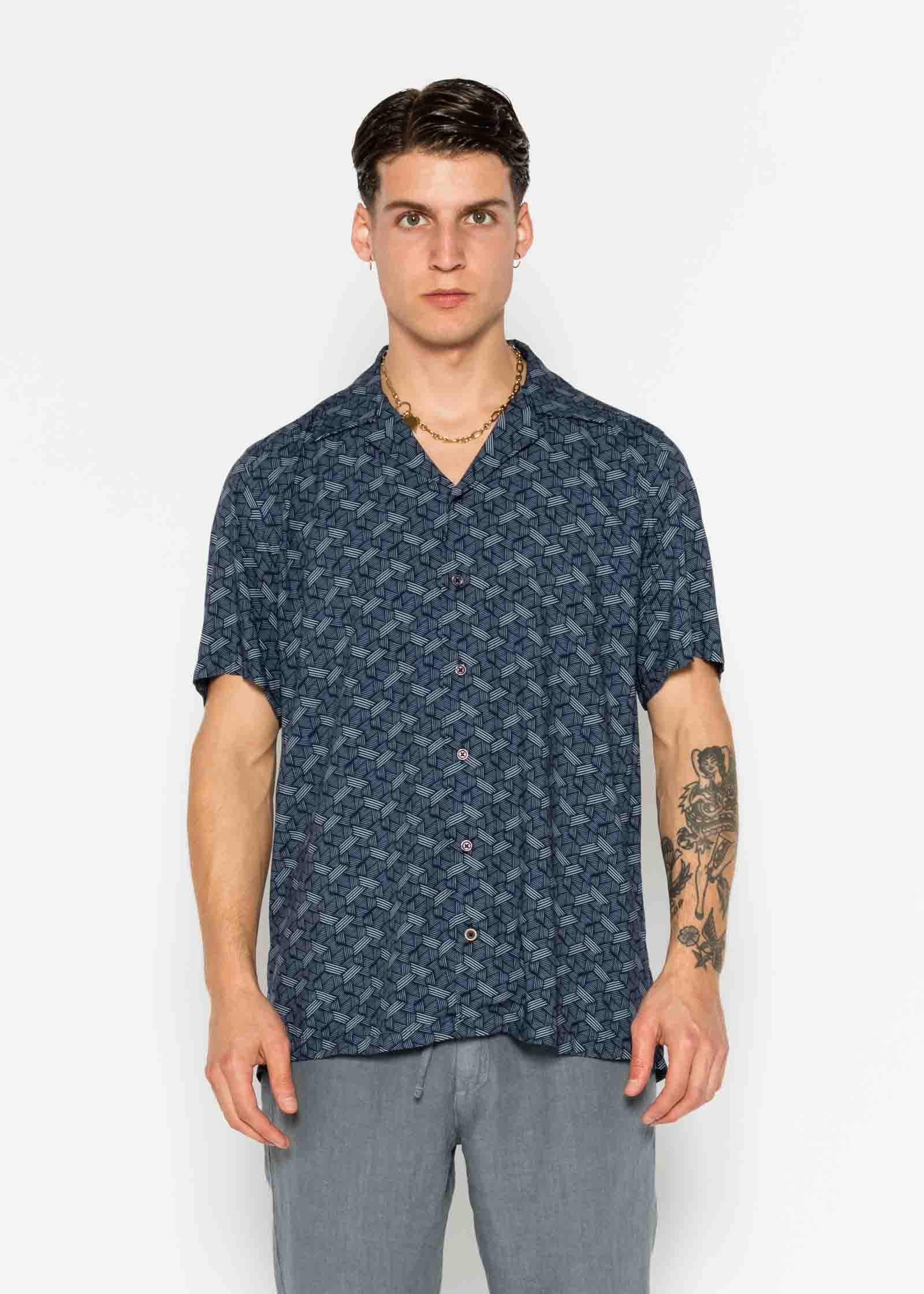 S/S BOWLING VISCOSE METAL SHIRT