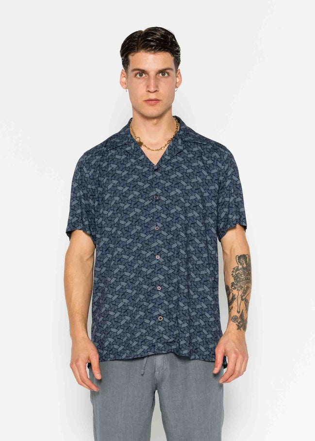 S/S BOWLING VISCOSE METAL SHIRT