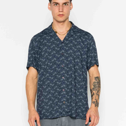 S/S BOWLING VISCOSE METAL SHIRT