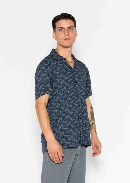S/S BOWLING VISCOSE METAL SHIRT