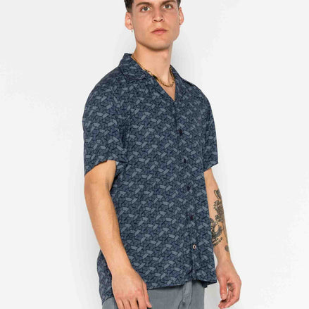 S/S BOWLING VISCOSE METAL SHIRT